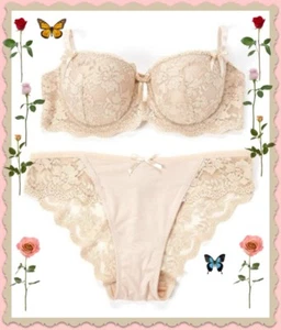 36B Beige Encaje PushUp Convertible Multivía UW Sujetador M Bikini JUEGO Rene Rofe - Imagen 1 de 11