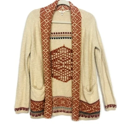 Cárdigan azteca naranja crema Lucky Brand Denim Co para mujer talla mediana tejido bordado Foto 1 de 4