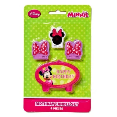 Juego de velas de fiesta de feliz cumpleaños Minnie Mouse 4 piezas adorno de pastel temático niñas  Foto 1 de 2