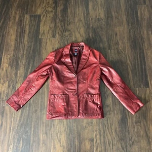 Chaqueta GAP Vintage Años 90 Rojo Profundo Sangre de Buey Cuero Genuino Forrada Talla XS - Imagen 1 de 24