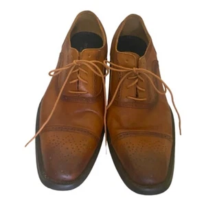 Hart Schaffner Marx Brown Oxford Cap Toe Dress Shoes - Picture 1 of 12