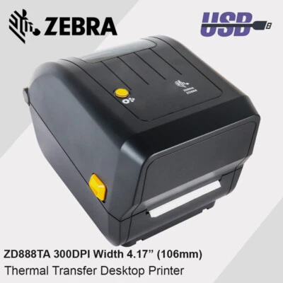 Zebra ZD888TA Thermal Transfer Desktop Printer 300 dpi Print Width 4-inch USB - Image 1 of 4