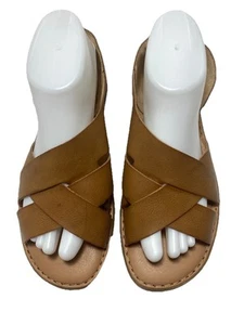 boc Born Concept Kamryn Leather Sandals 9M Brown Slip On - Picture 1 of 15