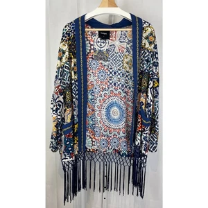 Cárdigan kimono con flecos delanteros abiertos DESIGUAL Topper Cubre Multicolor Talla M - Imagen 1 de 9