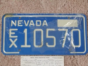 expired Nevada License Plate pair EX 10570 exempt blue (3+ years old) w/receipt - Picture 1 of 5