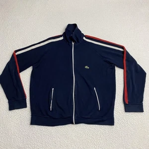 Vintage Izod Lacoste Soft Trainingsjacke Herren Large Navy Full Zip gestreift 80er - Bild 1 von 8