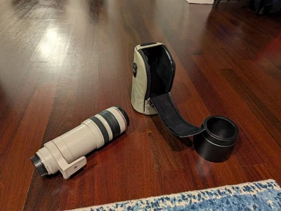 Lente Canon EF 100-400mm f/4.5-5.6L IS USM com pé tripé, bolsa, capuz, bonés - Imagem 1 de 4