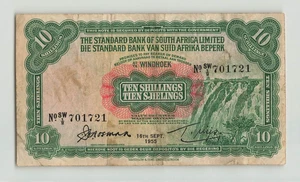 SOUTHWEST AFRICA 10 Shillings 1955, P-10, Standard Bank of South Africa, Rare S3 - Picture 1 of 2