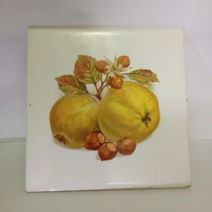 Vintage Hyalyn Keramikfliese Quitte Obst Wohndeko Küche Wandbild Sammlerstück - Bild 1 von 8