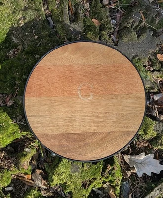 Vintage-Mango Wood Blacksmith Iron & Wood Lazy Suzan-Pottery Barn - G Engraved  - Image 1 of 4