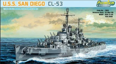KIT MODELLINO NAVE STATICO DRAGON U.S.S. SAN DIEGO CL-53 MODELLISMO SCALA 1:700 - Immagine 1 di 4