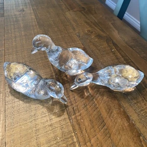 Set 3 statuine anatra cristallo Baccarat France vintage decorazione vetro artistico - Foto 1 di 10