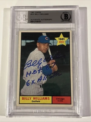 Topps Billy Williams 1961 firmado/automático.  BAS con 2 inscripciones  Foto 1 de 3