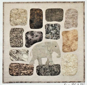Set in Stone! - QUILT PATTERN - Elephant - Modern Wall Art - 27" x 27" - Uncut - Picture 1 of 3