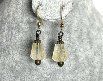 1/20 Alambres de Oro Amarillo 14k con Latón Sobre Pendientes Citrino 1.43g Foto 1 de 4