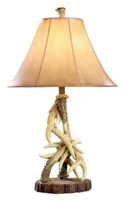 Lámpara de mesa con cuerno de ciervo rústica cabaña albergue decoración de vida silvestre Foto 1 de 4