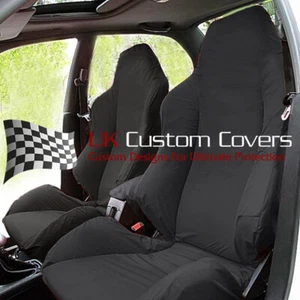 HONDA CIVIC SEAT COVERS (TYPE R FN2 FD2 INTEGRA) TAILORED FRONT BLACK - Picture 1 of 2