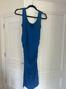 Isabella Oliver Maternity Blue Ruched Jersey Dress - Picture 1 of 2