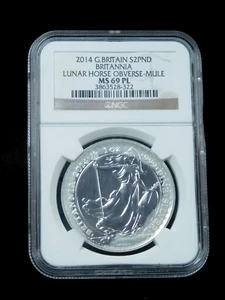 2014 Great Britain Lunar Horse Mule Britannia - NGC MS69PL - Picture 1 of 4