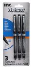 New Inc Optimus Felt Tip Pens Fine Point, 1 pack of 3 Pens ~Optimus ~ Black Ink