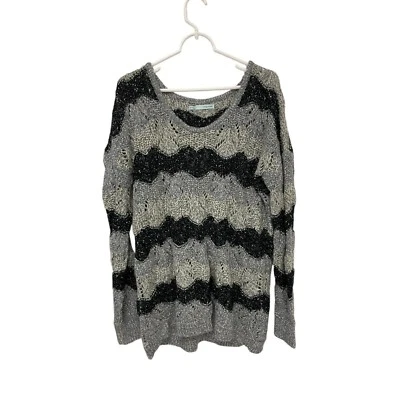 Suéter Maurices a Rayas Tejido Brillante Pullover Manga Larga Gris Negro XXL Foto 1 de 4