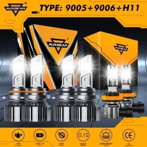 AUXBEAM 9005 9006 H11 LED Headlight Fog Bulbs 6500K For Toyota Corolla 2009-2013 - Picture 1 of 12