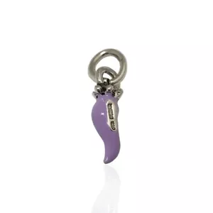 Ciondolo corno minion mm 18 con corona in argento microfuso 800 con smalto viola - Foto 1 di 2