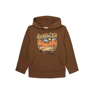 Johnny Cash Youth Boys Brown Graphic Long Sleeve Hooded Hoodie Sweatshirt: 8 - Picture 1 of 3