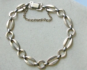 MODERNIST DESIGNER STERLING SILVER &1/20 14K GILDED BRACELET by SYMMETALIC - Picture 1 of 5
