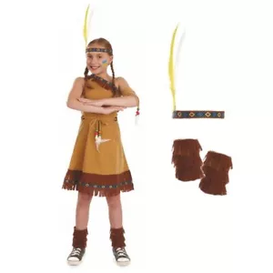 Girls Native American Costume Kids Indian Squaw Fancy Dress Western Book Week - Picture 1 of 6