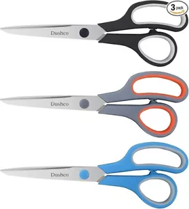 3-Pack 8" Heavy Duty Scissors with Ultra Sharp Blades and Comfort Grip Home - Picture 1 of 7