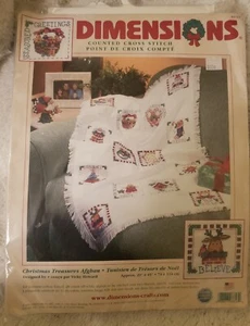 Dimensions ☆ CHRISTMAS TREASURES AFGHAN ☆ Counted Cross Stitch Kit ☆ SEALED - Picture 1 of 2