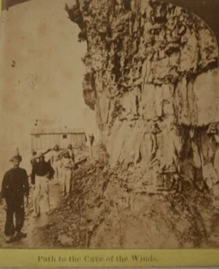 edificio SENTIERO ALLA GROTTA DEI VENTI CASCATE DEL NIAGARA NY stereoview paesaggio americano - Foto 1 di 3