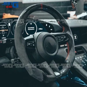 Real Carbon Fiber Steering Wheel Fit Porsche GT3 GT 911 Cayenne with Heated 19+ - Picture 1 of 15