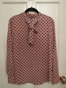 Camicetta Adrienne Papell rosa a pois neri - piccola - nuova con etichetta - 69€ - Foto 1 di 7