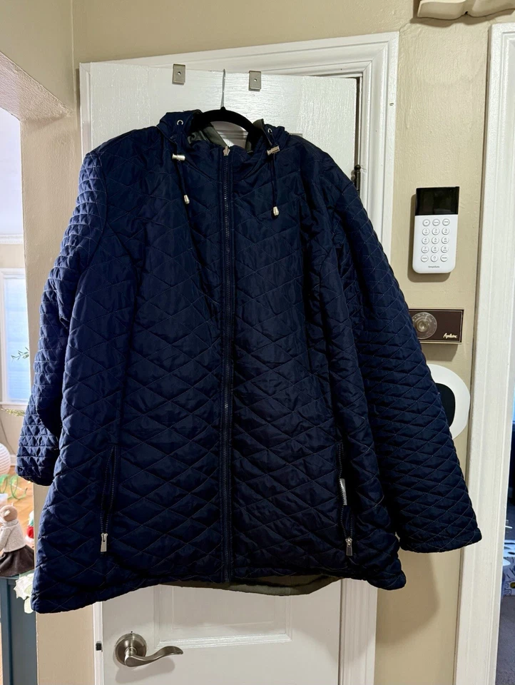  Chaqueta acolchada reversible azul marino 30/32 abrigo azul marino plus Foto 1 de 4