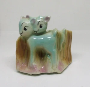 Vintage Twin Baby Deer Royal Copley Planter Pink Baby Blue Lot 4 - Picture 1 of 6