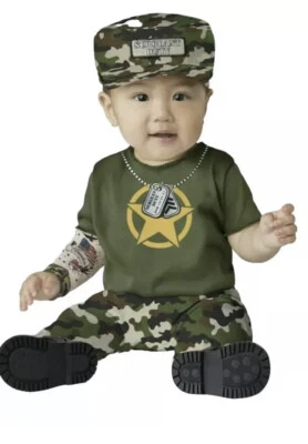 Private Duty Military Halloween Costume, Sz Baby 12-18 Month 2 pc: jumpsuit, hat - Image 1 of 4