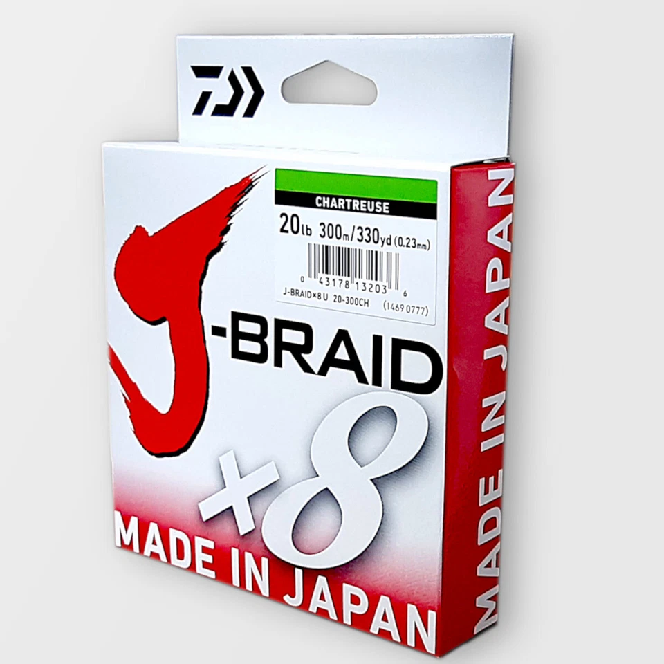 Daiwa J Braid x8 300m Chartreuse Colour PE Fishing Line - Choose Lb BRAND NEW @  - Image 1 of 1