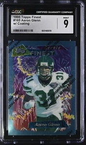 ✈️AARON GLENN 1995 Topps Finest Rookie RC #165 w/ coating Jets Coach CGC Mint 9 - Picture 1 of 2