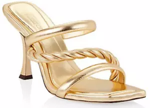 Nuevo JIMMY CHOO $850 Cuerda de Oro Metálico Diosa Mulas Italia EU 38 - Imagen 1 de 9