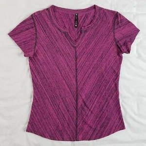 Kuhl Damen Gr. Medium T-Shirt Oberteil lila meliert Streifen Kurzarm V-Ausschnitt - Bild 1 von 5
