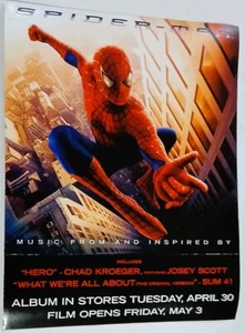 SPIDERMAN-MUSIC FROM AND INSPIRED BY:VINTAGE PROMO POSTER STICKER ADVANCE FOR MU - Picture 1 of 1