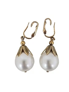 Pendientes colgantes vintage Sarah Coventry tono dorado grandes imitación perlas firmados - Imagen 1 de 5
