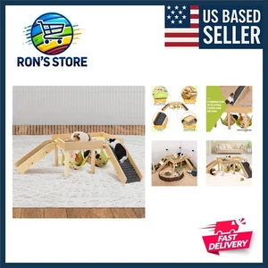 Chic Wooden Guinea Pig Hammock with Stairs & Double-Sided Comfort 15.7 x 11.8 - Picture 1 of 8