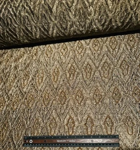 Tela con cuentas oliva/oro brocado seda/rayón/metálica 44" W por yarda (EB-911B) - Imagen 1 de 2