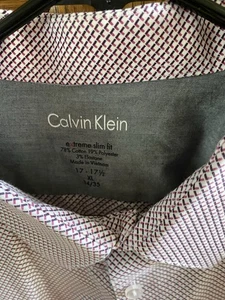 Calvin Klein Extreme Slim Fit Men's Dress Shirt 17-17.5 XL 34/35 Gray Red Black - Picture 1 of 4