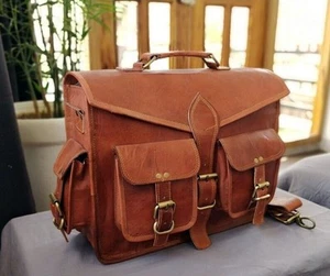 Herren Neu Rucksack Backpack Echt Aktentasche Vintage Leder Umhängetasche Lap... - Bild 1 von 5