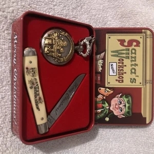 Vintage Schrade Crimshaw Santa's Workshop pocket knife and watch set; 2000 - Picture 1 of 9