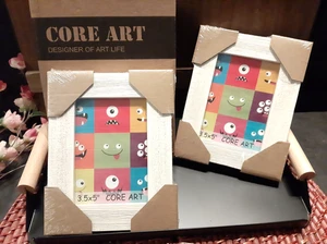 Confezione 2 Cornici CORE ART 3,5x5, Legno Fatto a Mano Rustico Vetro Temperato Bianco - Foto 1 di 5